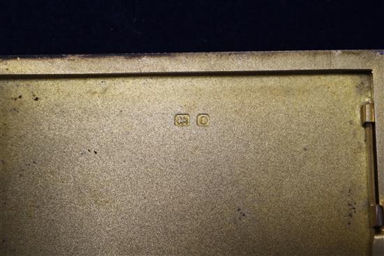 Two parcel gilt silver cigarette cases including one with import marks for Fortnum & Mason , London, 1937.